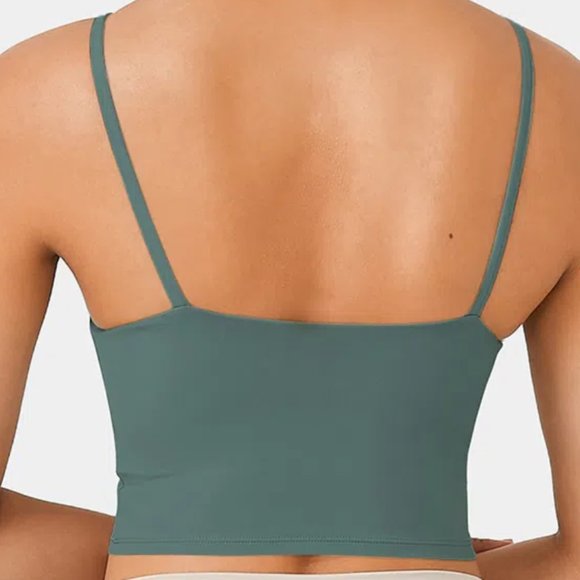 Halara Size S Blue Spruce Cropped Active Tank Top, Built In Bra - Picture 3 of 9
